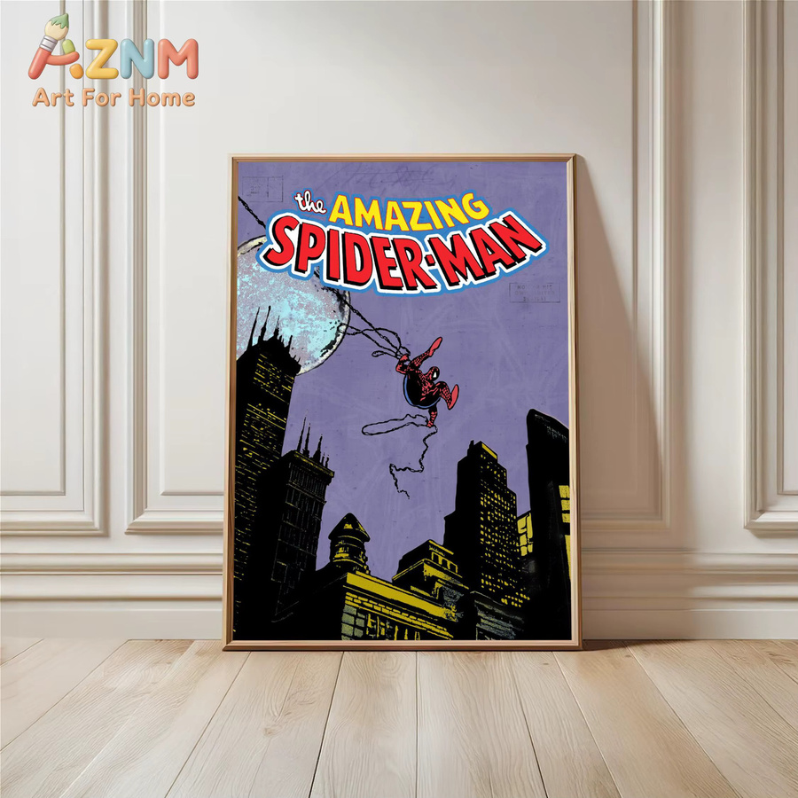 KAYOU Spider-Man Comic-Buch-Poster Retro Marvel Wandkunstdruck Illustration Mehrfarbig - Bild 2