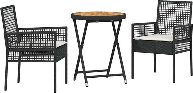 vidaXL Garten Bistro Set 3-teilig aus Polyrattan in Schwarz - Bild 1