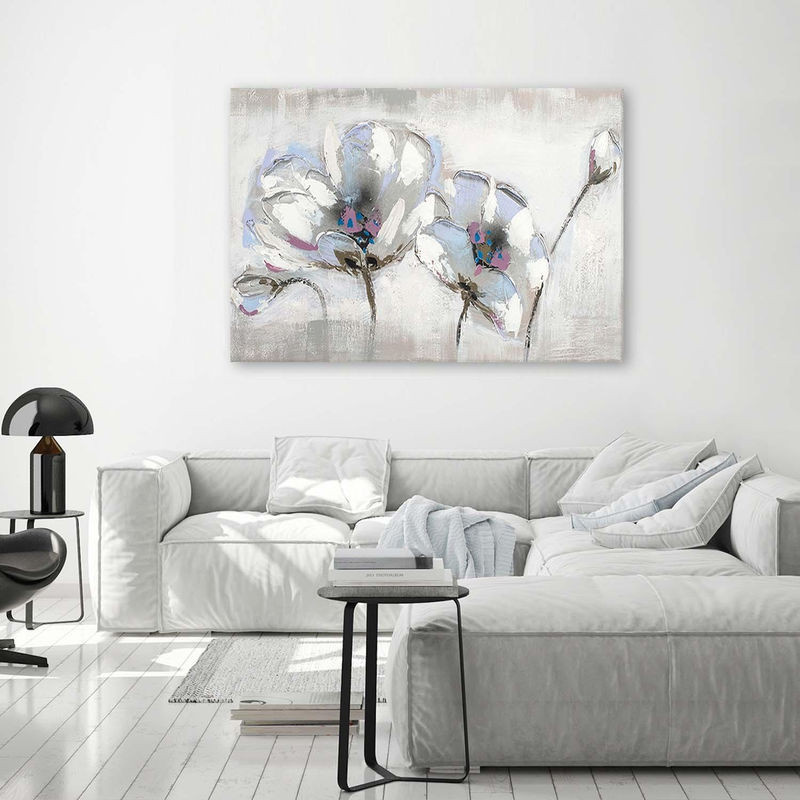 Feeby Leinwand mit weißen Blumen im modernen floralen Design, B: 60 cm, H: 40 cm - Bild 1