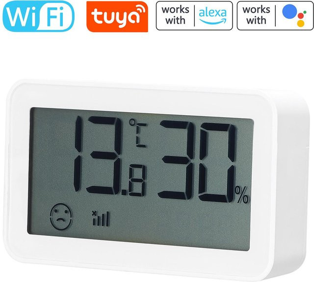 TOMTOP JMS Digitales Innenthermometer-Hygrometer mit WiFi und Bluetooth, Temperatur- und Luftfeuchtigkeitsanzeige mit App-Steuerung, Weiß - Bild 1