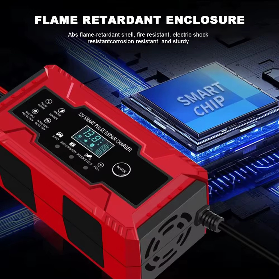 SMARAAD Intelligentes 12V 10A Batterieladegerät für Kfz-Batterien in Rot, geeignet für Blei-Säure, Lithium-Eisen, AGM und GEL Batterien mit Schnellladefunktion und Wartungsmodus - Bild 5