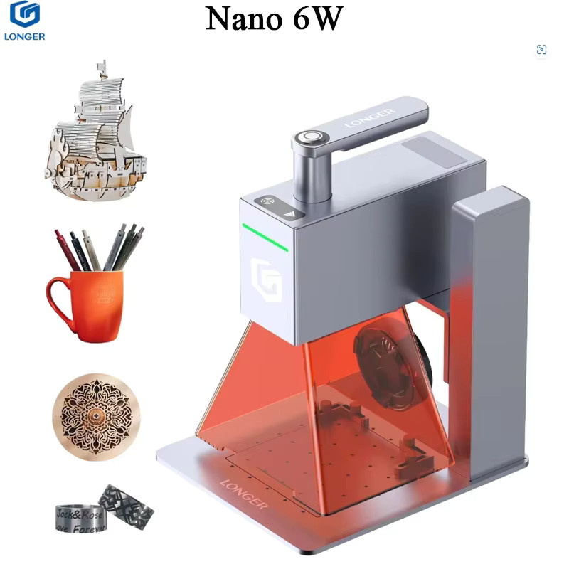 LONGER Nano 6W Tragbare Mini Lasergravurmaschine mit Dual-Beam Dual-Light-Diodenlaser und FAC-Strahlkompressionstechnologie, Handgehaltener Hochgeschwindigkeits-Galvo-Gravierer mit bis zu 5000mm/s - Bild 2