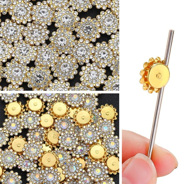 iYOE Sonnenblume mit Strass-Flachapplikation AB Weiß, Unisex - Bild 1