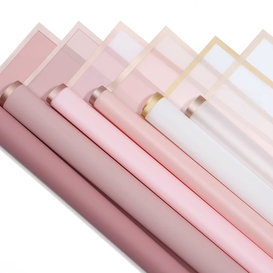 20 Stück wasserdichtes Blumen-Geschenkpapier aus Kunststoff mit goldenem Rand in Multicolour für Blumensträuße und Geschenke - Bild 4