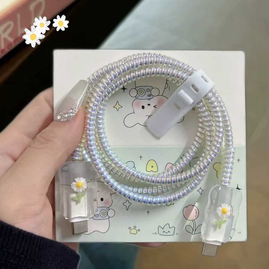 TAOYUNXI Transparente Daisy Ladegerät-Schutzhülle und Datenkabel-Organizer für iPhone 16 17 Pro Max 18W/20W - Bild 3
