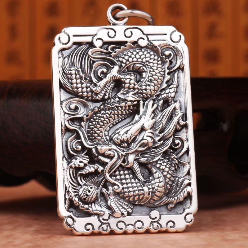 Wucifang Jewelry Halskette mit Drachenanhänger, Silber, Herren - Bild 4