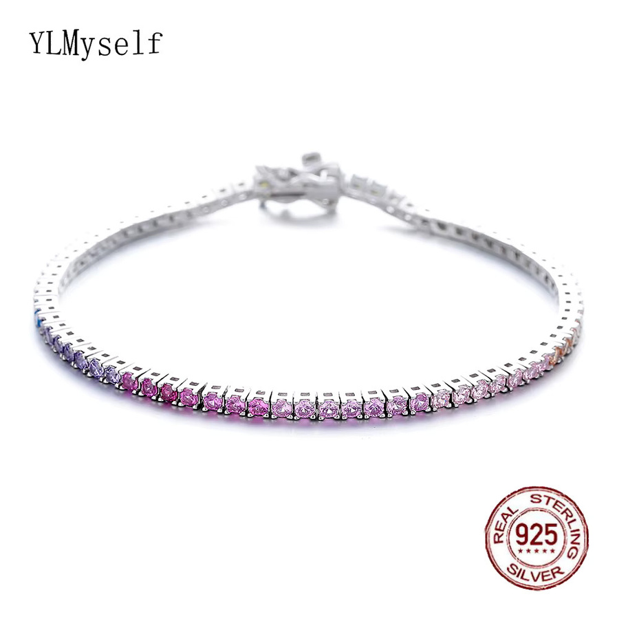 YLMyself Tennisarmband 925 Silber, Zirkonia, Bunt, Damen, 2 mm - Bild 1