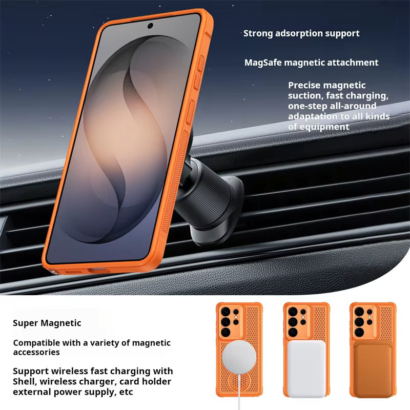 SUNWARD Magnetische MagSafe Handyhülle für Samsung Galaxy S26, S26 Ultra, S26 Plus mit 360 Grad Ringhalterung und Wärmeableitung in Grau - Bild 5