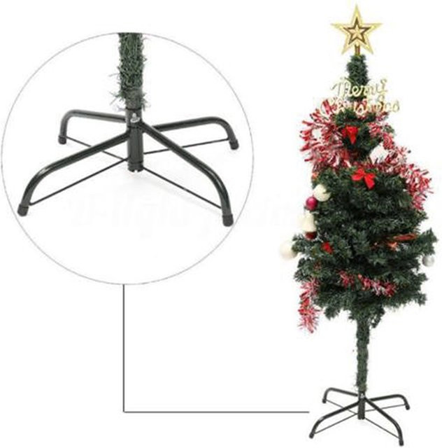Grüner Weihnachtsbaumständer aus Metall mit Gusseisen-Basis als freistehende Halterung für deine Winterdekoration - Bild 1