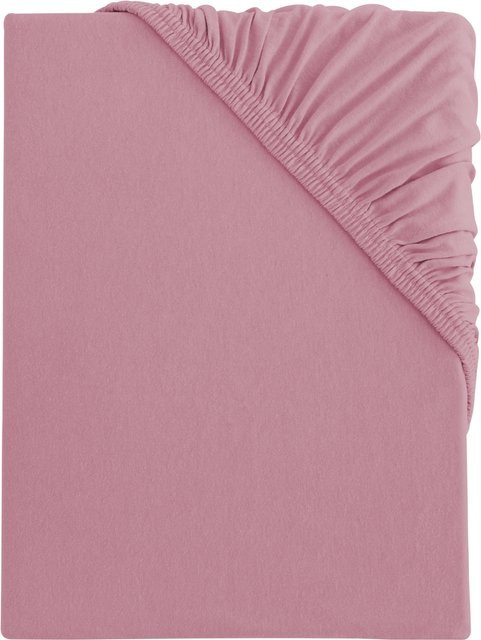 S.Oliver Spannbettlaken Jersey aus Baumwolle mit Elastan in Pink, B/T: 90 x 100 cm, H: 200 cm - Bild 1