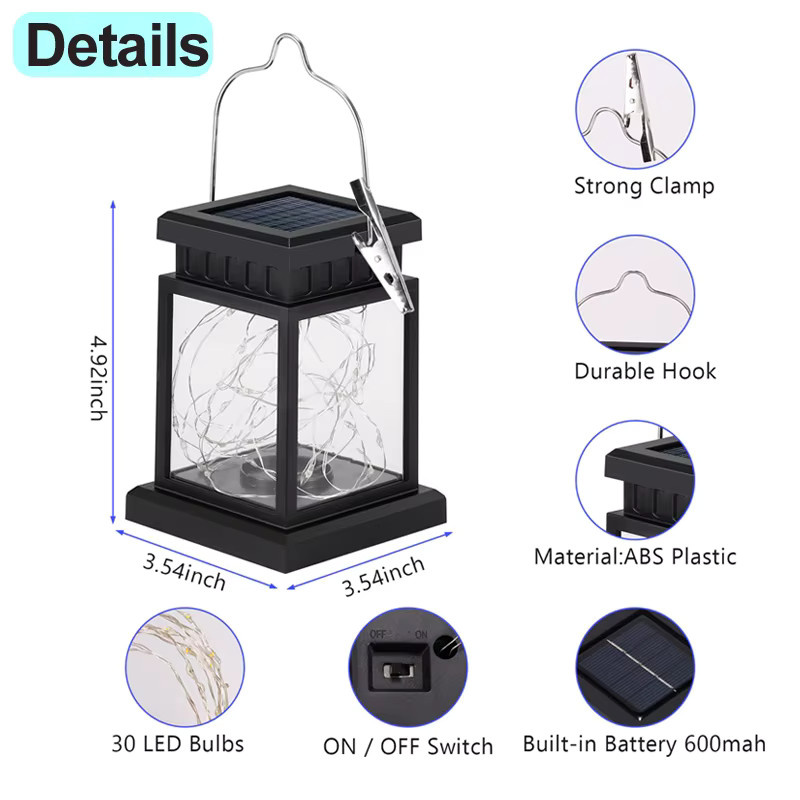 DOUWENXI Solar Retro Palace Laterne Schwarz mit Warmweißem Licht für Garten und Außenbereich - Bild 3