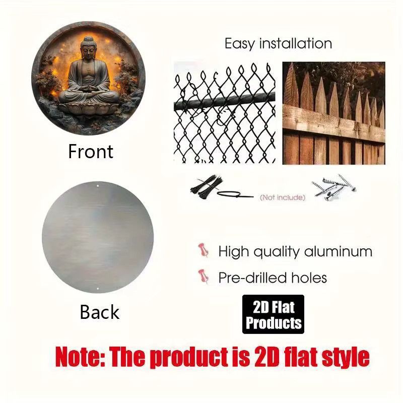 Kreisförmiges Buddha-Statue Deko-Schild aus Aluminium und Metall von Potdemiel - Bild 3