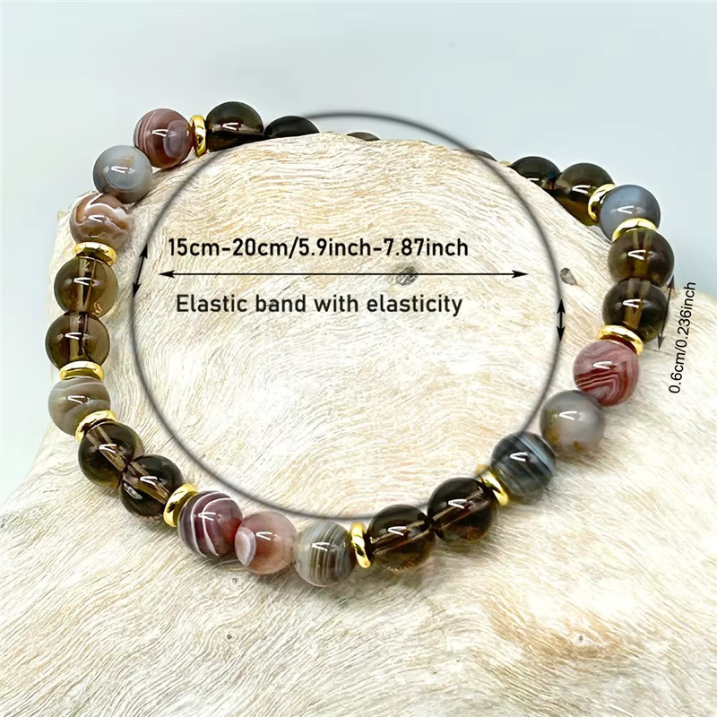 Armband aus Botswana-Achat und Rauchquarz, Unisex - Bild 4