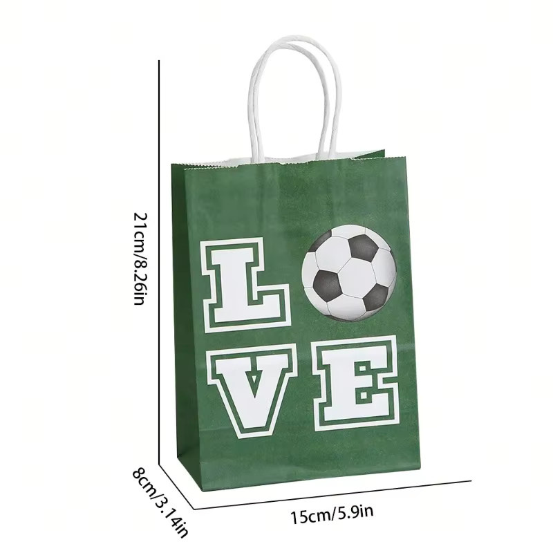 10 Stück Fußball-Partygeschenktüten aus Papier in Grün für Kindergeburtstage und Party-Dekoration - Bild 2