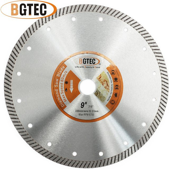 BGTEC Diamant-Trennscheibe 9 Zoll superdünnes Sägeblatt für Porzellan, Keramikfliesen, Granit, Marmor und Quarz, Durchmesser: 230 mm - Bild 1