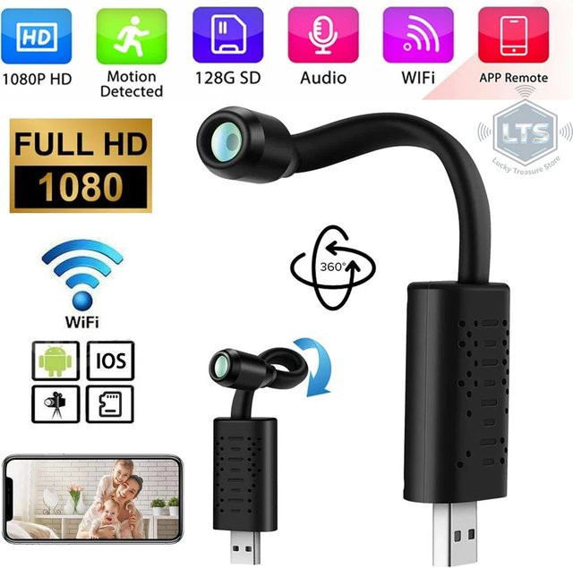 CUGUU Mini-Kamera HD 1080P WLAN Camcorder mit 128GB Speicher, tragbarer drahtloser Videorekorder in Schwarz mit P2P-Fernansicht - Bild 1