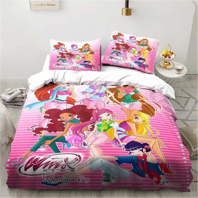 Winx Anime Kawaii Bettwäsche Set aus Mikrofaser, 3-teilig, Mehrfarbig, B/H: 200 x 200 cm - Bild 1
