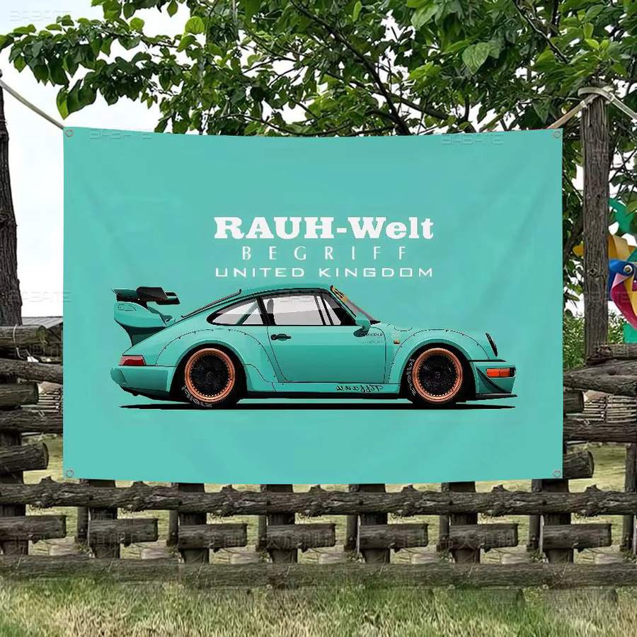 Potdemiel Dekor-Banner Japan-Sportwagen JDM RWB 911 964 933 in Türkis, Rechteckig, Breite: 80 cm, Höhe: 15 cm - Bild 4