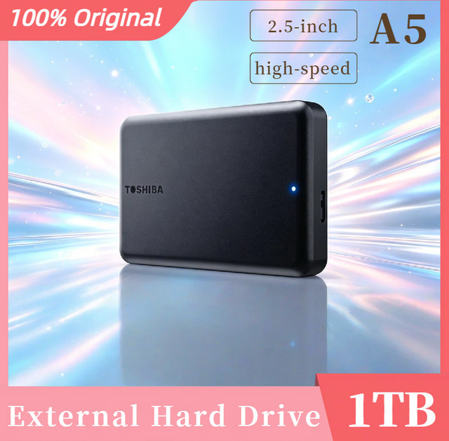 Toshiba Externe 2,5-Zoll Tragbare Festplatte HDD mit 1TB Speicherplatz, USB 3.2 Gen1, Schwarz - Bild 1