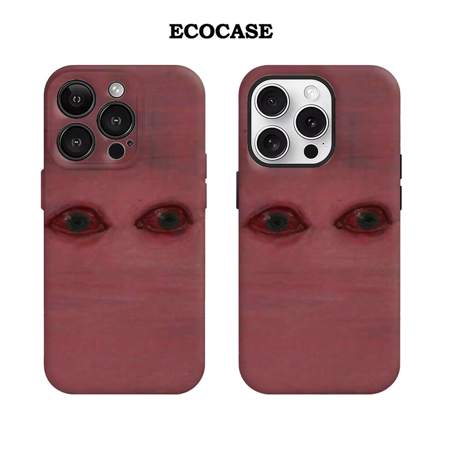 Eerie Pink Eyes Handyhülle für Apple iPhone 17 16 15 14 13 12 11 Pro Max Plus mit doppelschichtiger Rückseite in Pink - Bild 2