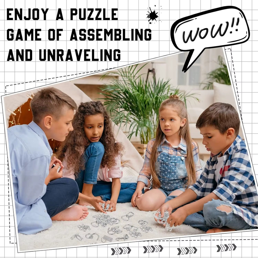 XYTLEZONE Metalldraht-Puzzle-Set, Metall, Bunt / Mehrfarbig, Silber - Bild 3