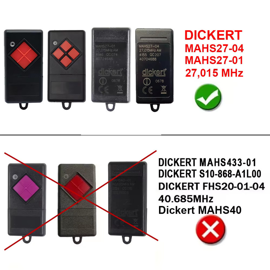 DICKERT Garagenfernbedienung Handsender 27 MHz in Rot und Schwarz (Modell MAHS27-01 MAHS27-04) - Bild 6