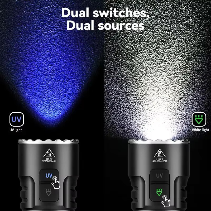 Sofirn SR23 EDC-Taschenlampe Schwarz mit 3300 Lumen, 6500K, UV 365 nm, USB-C wiederaufladbar und magnetischer Endkappe - Bild 2