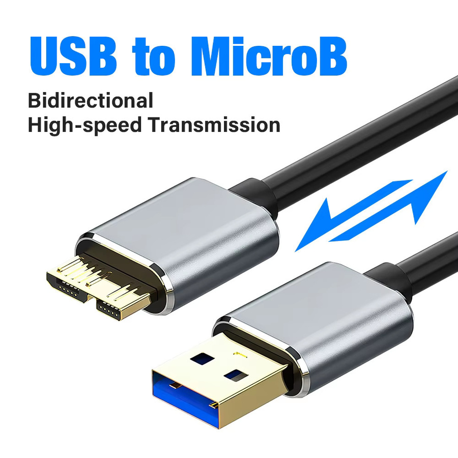 Nephy USB 3.0 auf Micro-B Kabel für externe Festplatten und SSDs, 5 Gbit/s Datenübertragung, Schwarz/Grau - Bild 2