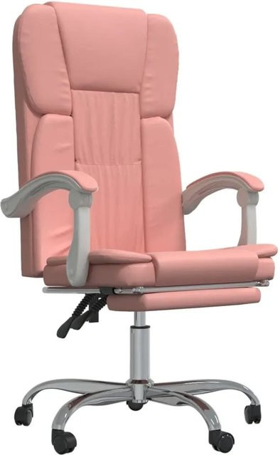 vidaXL Bürostuhl mit Liegefunktion in Rosa aus Kunstleder mit Armlehnen und Rollen, B/T/H: 63,0 x 56,0 x 112,5 cm - Bild 1