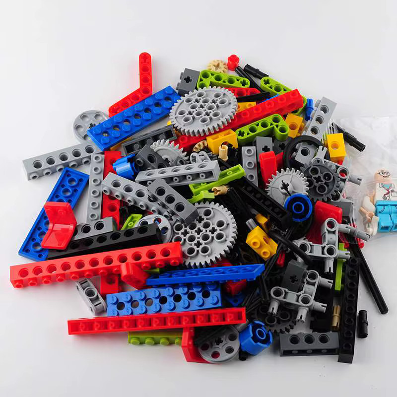 wishiot MOC Technisches Set, 182-teiliges Set, Zahnstange, Schubstangenteile, Gebogene Träger, Perforierte Ziegel, Radwelle, Reifen - Bild 2