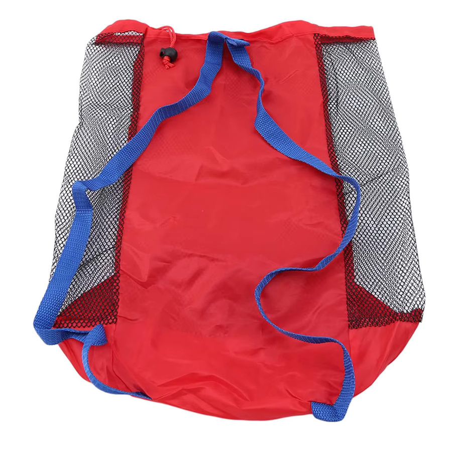 Clyine Sommer-Strandnetz Aufbewahrungstasche aus Mesh in Rot mit Kordelzug und doppeltem Schultergurt - Bild 6