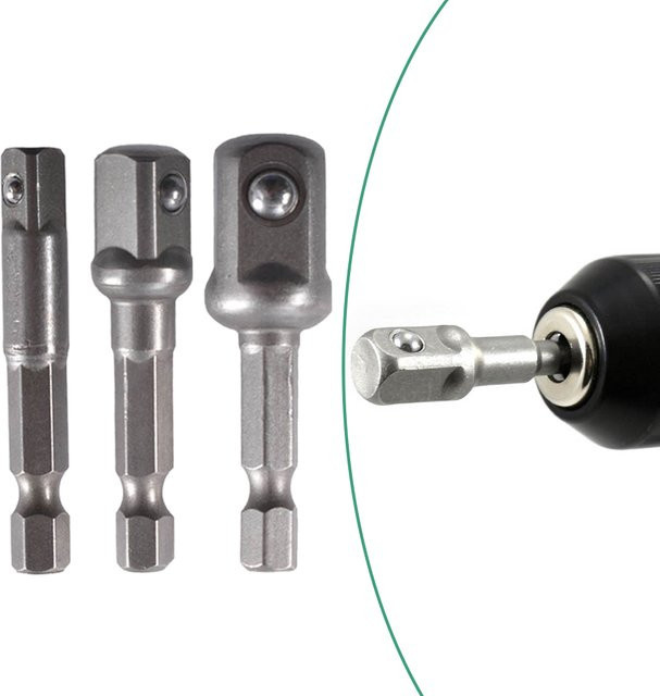 DAZZLEEX Bohrer Buchse Adapter Set mit Hex Schaft Verlängerung für Schlagschrauber 1/2 Zoll, 3/8 Zoll und 1/4 Zoll Vierkant Kopf - Bild 1