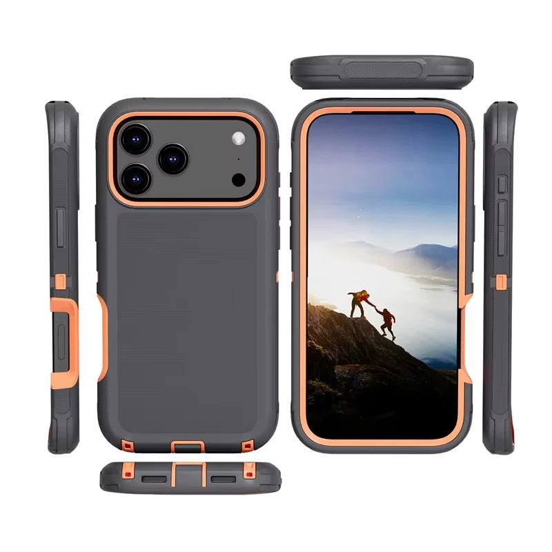 Ott 3in1 Heavy Duty Defender Box Case Schutzhülle für iPhone 17 16 15 14 13 12 Pro Max in Schwarz und Grau - Bild 4