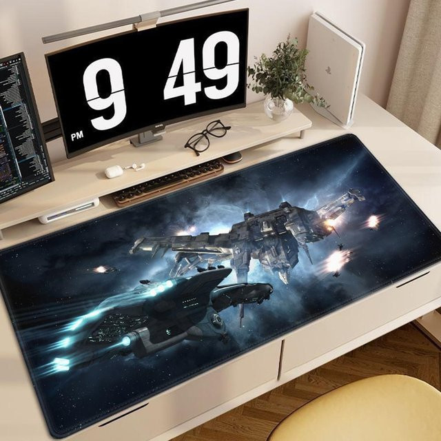 Eve Online Anime Gaming Mauspad XXL in Blau, Schreibtischmatte für Tastatur und Laptop, B/T: 80 x 40 cm, Dicke: 0,2 cm - Bild 1