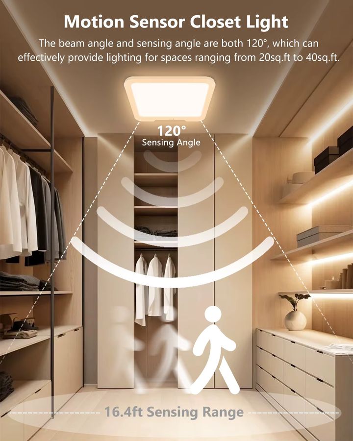 KEBINCPLED Ultradünne LED-Deckenleuchte kabellos und wiederaufladbar mit Bewegungssensor, dimmbar und 3-farbig steuerbar per Fernbedienung - Bild 2