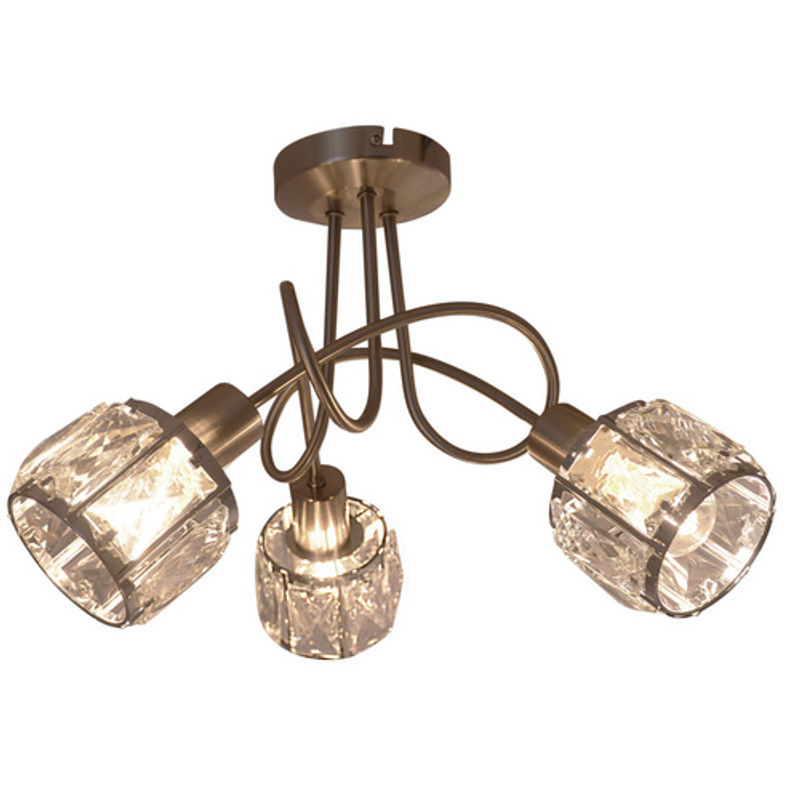 Näve Josefa 3-flammige LED-Deckenleuchte in Edelstahlfarben mit Glas, B/H/T: 38 x 24 x 38 cm - Bild 2