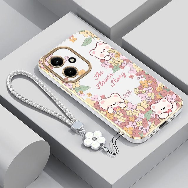 Naughty Bear Plating Lanyard Handyhülle für Honor 400Pro 400Lite 400 Smart 200 200Pro 90 20Lite Magic 6Pro 6Lite 5Lite Cover in Pink - Bild 1