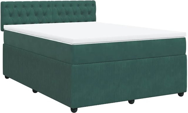 vidaXL Boxspringbett mit Matratze Dunkelgrün Samt B/T: 160 x 200 cm - Bild 1