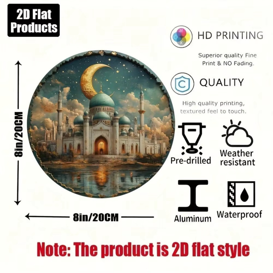Rundes Metallschild CIFBUY im Vintage-Stil mit Mond-Motiv, Mehrfarbig, Durchmesser: 20,32 cm - Bild 2