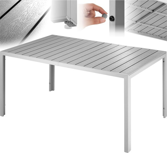 tectake Gartentisch Bianca aus Aluminium und Kunststoff in Silber-Grau, B/T/H: 150 x 90 x 74,5 cm - Bild 1