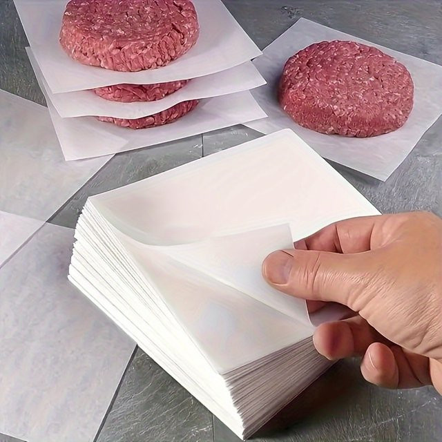 100 Stück antihaftbeschichtetes Backpapier in Weiß zum Aufbewahren von Hamburgern, Keksen und Lebensmitteln - Bild 1