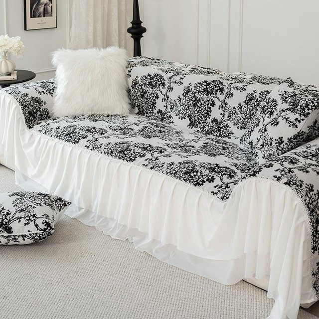 Nordic Ins Universal Sofa Abdeckung aus Baumwolle und Chenille, Grau, B: 180 cm, T: 130 cm - Bild 1