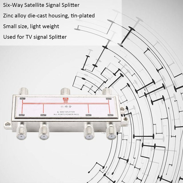Oeny 6-Wege TV Signal Splitter Verteiler für SATV/CATV 5-2400 MHz in Silber - Bild 1