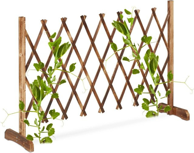 Relaxdays Rankgitter aus Tannenholz in Natur, freistehend und ausziehbar, B: 73 cm bis 185 cm, T: 23 cm bis 28 cm, H: 1 cm (nicht spezifiziert) - Bild 1