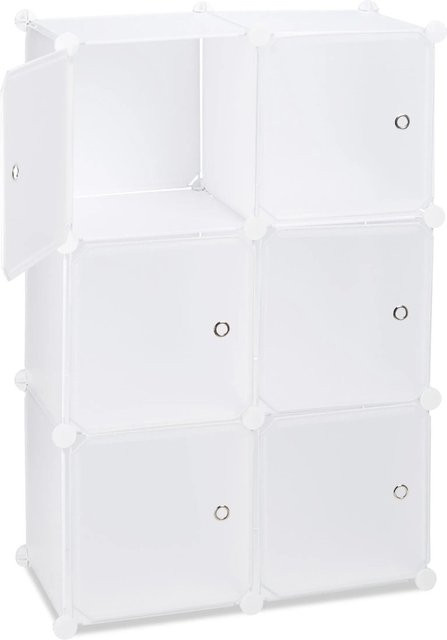 Relaxdays Regalsystem aus Kunststoff und Metall in Weiß mit 6 Türen, H x B x T: 97,5 x 66 x 31,5 cm - Bild 1