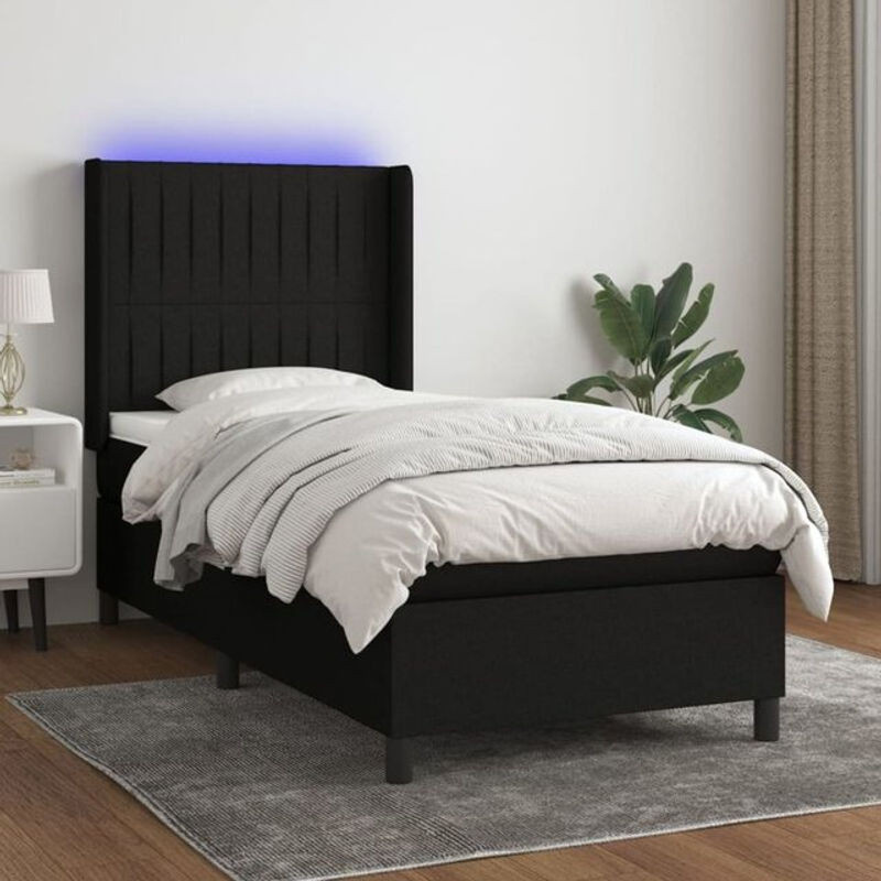 vidaxl Boxspringbett mit Matratze und LED in Schwarz, B/T/H: 200 x 80 x 118 cm - Bild 1