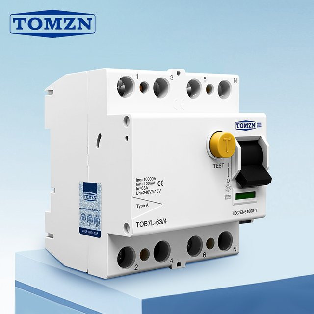 Tomzn Fehlerstromschutzschalter RCCB Typ A/AC/B/F für DIN-Schienen, 240V/415V, 30-300mA, 40-63A, Weiß - Bild 1