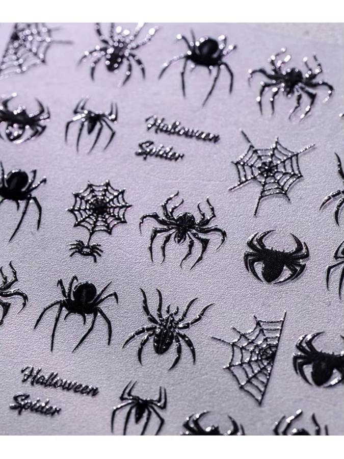 MAFANAILS Nagelaufkleber Spinnennetz Fledermaus, schwarz, glänzend - Bild 3