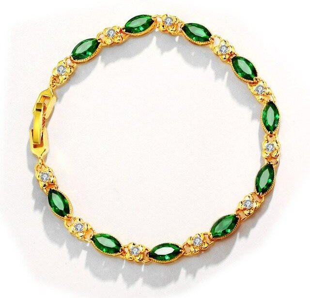 ANENJERY Bijouterie Armband, Kupferlegierung, Gold, Rubin, Damen - Bild 1