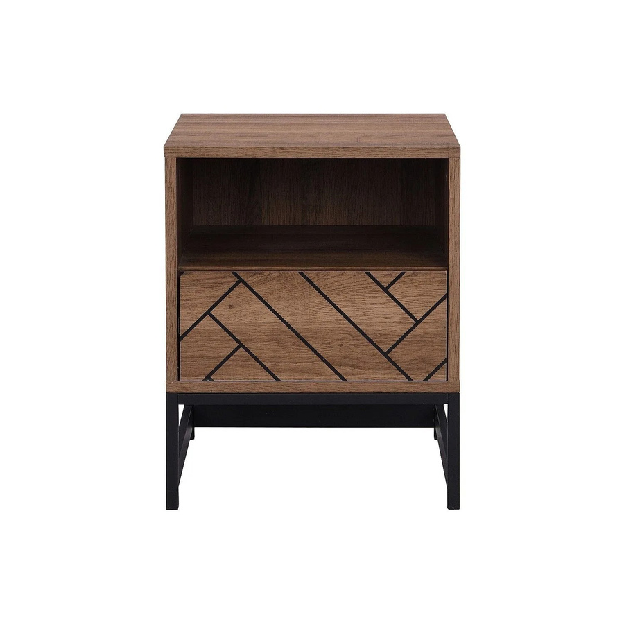 Nachttisch Caratana im Industriestil, Farbe Dunkelbraun und Schwarz, B/T/H: 40 x 50 x 40 cm - Bild 2